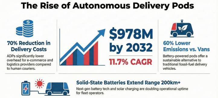 Autonomous Delivery Pods: $978M Market by 2032