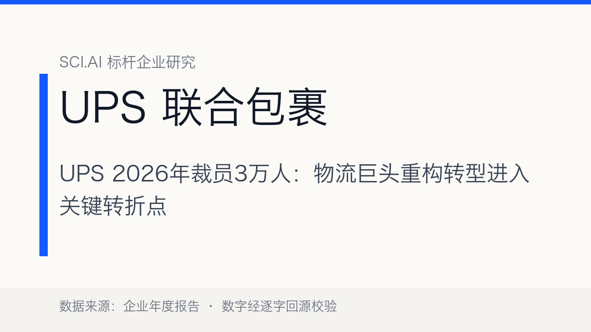 UPS裁员3万：国际快递巨头重组深水区的战略转向与行业警示